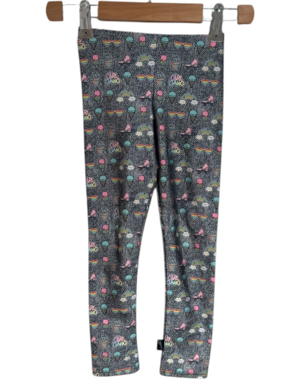PIXIE LANE “girl gang” denim print fun leggings - size 3